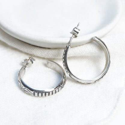 Sterling Silver Geo Hoops