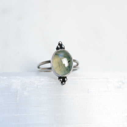 Glowing Prehnite Ring ✦ UK Size H 1/2 ✦
