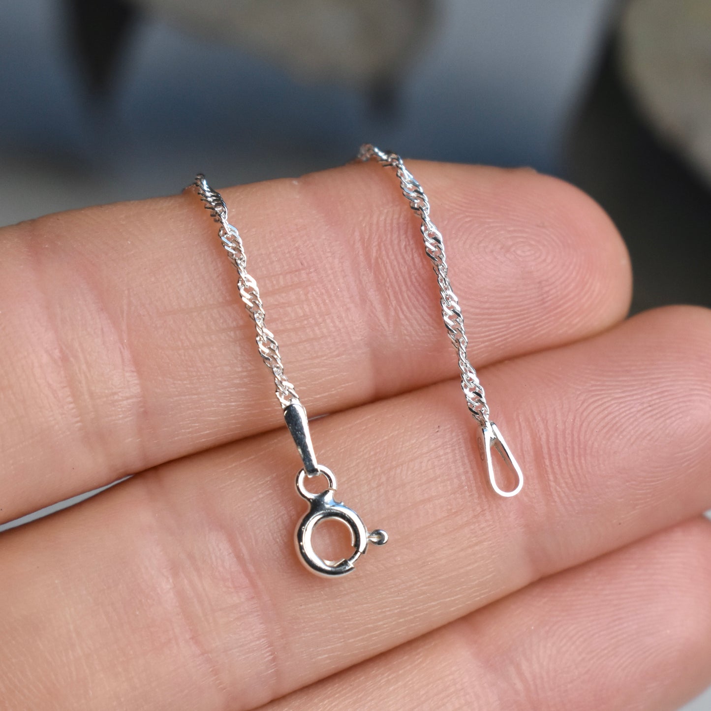 Silver Twisted Curb Chain: 1.5mm