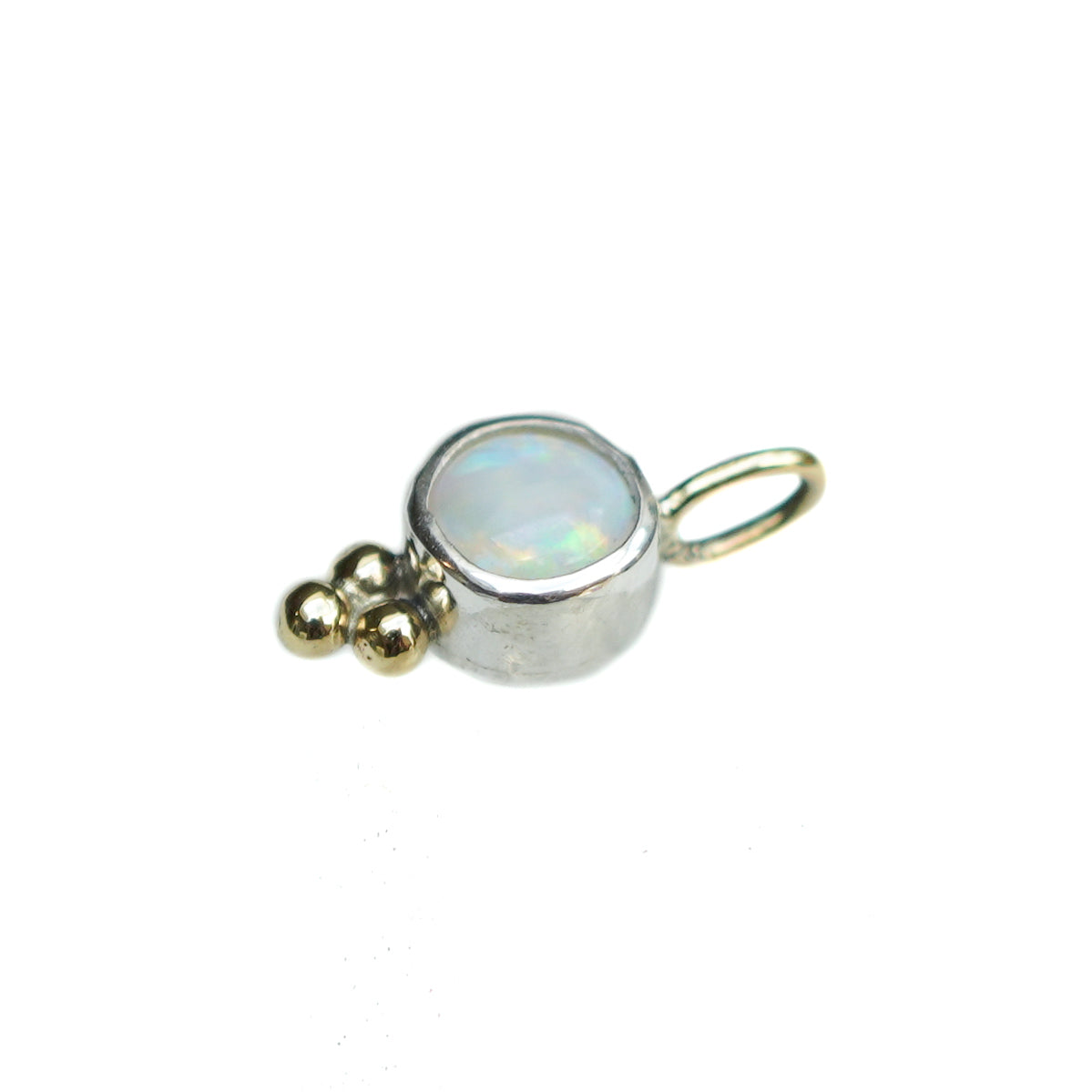 Australian Opal Mini Dot Pendant Silver & 9ct Gold