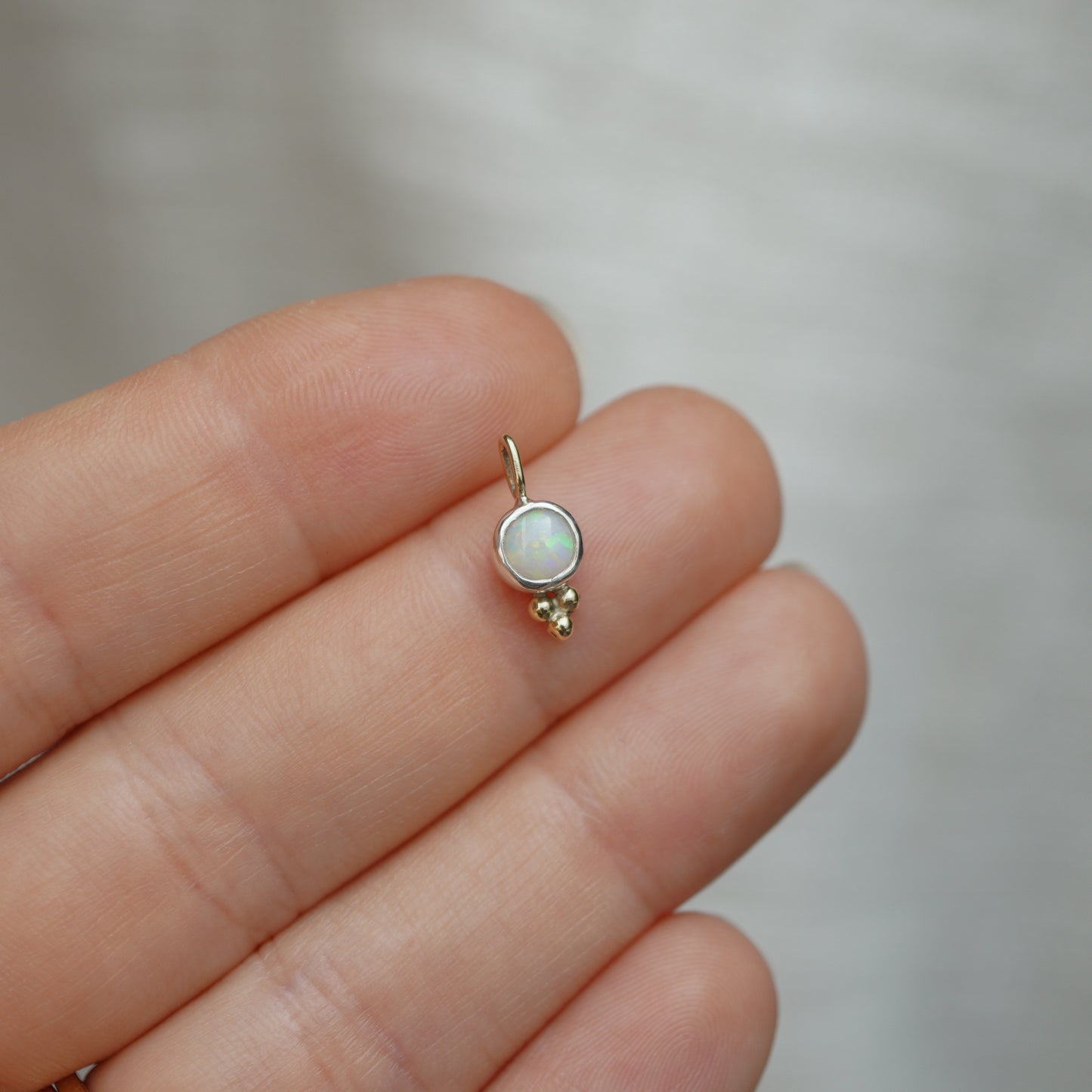 Australian Opal Mini Dot Pendant Silver & 9ct Gold