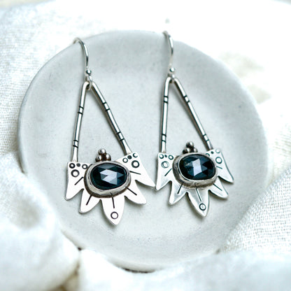 Teal Blue Sapphire Drop Earrings