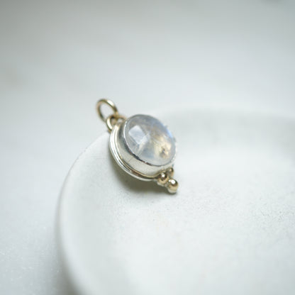 Glowing Moonstone Pendant - Sterling Silver & 9ct Gold
