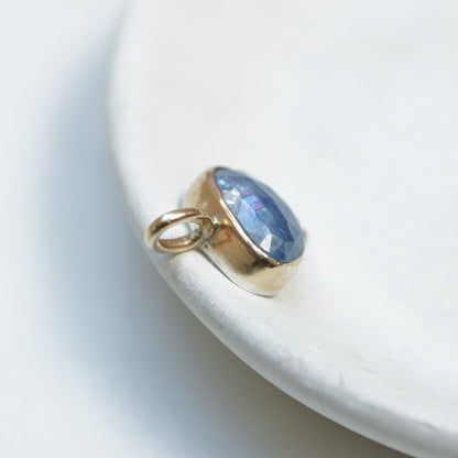 Denim Blue Sapphire Pendant - Sterling silver & 9ct Gold