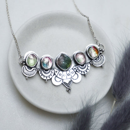 Tourmaline Bohemian Silver Necklace