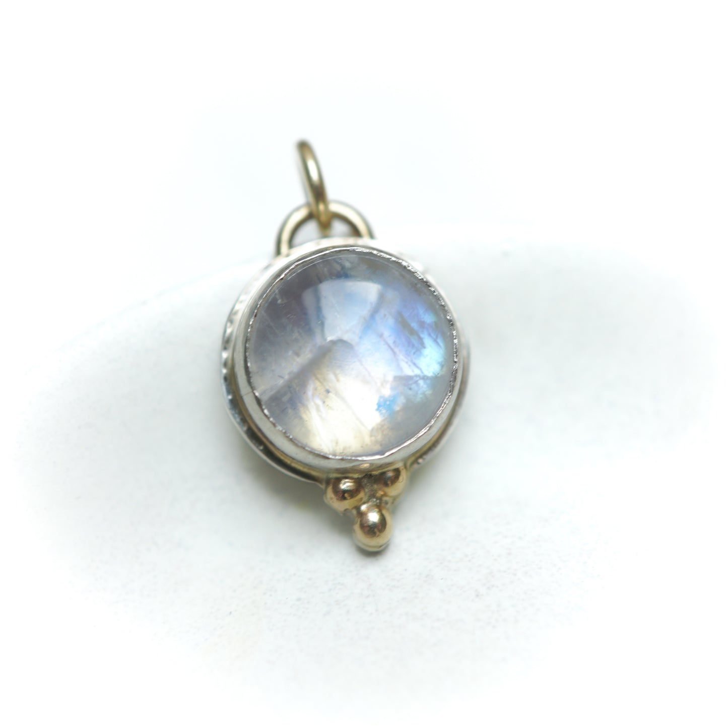 Glowing Moonstone Pendant - Sterling Silver & 9ct Gold