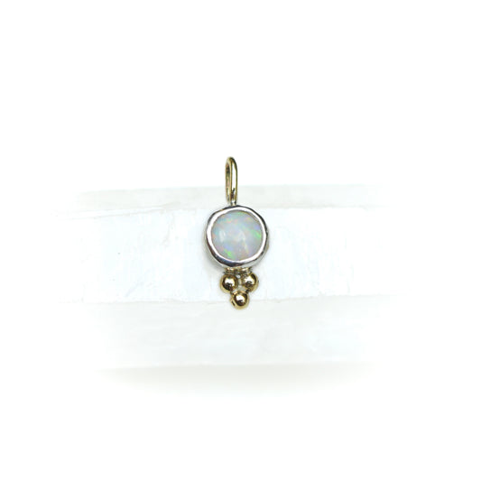 Australian Opal Mini Dot Pendant Silver & 9ct Gold