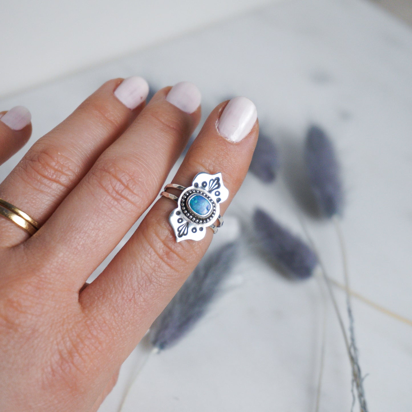 Boho Boulder Opal Ring ✦ UK Size L ✦