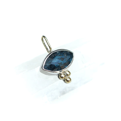 Teal Moss Kyanite Silver & 9ct Gold Pendant (1)