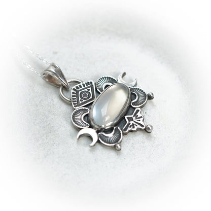 Celestial Moonstone Silver Pendant