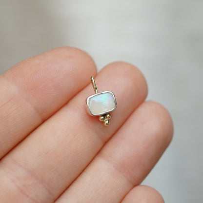 Australian Opal Mini Rectangle Pendant Silver & 9ct Gold