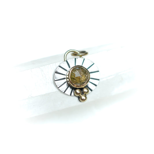 Second - Golden Tourmaline Sun Ray Pendant Silver & 9ct Gold