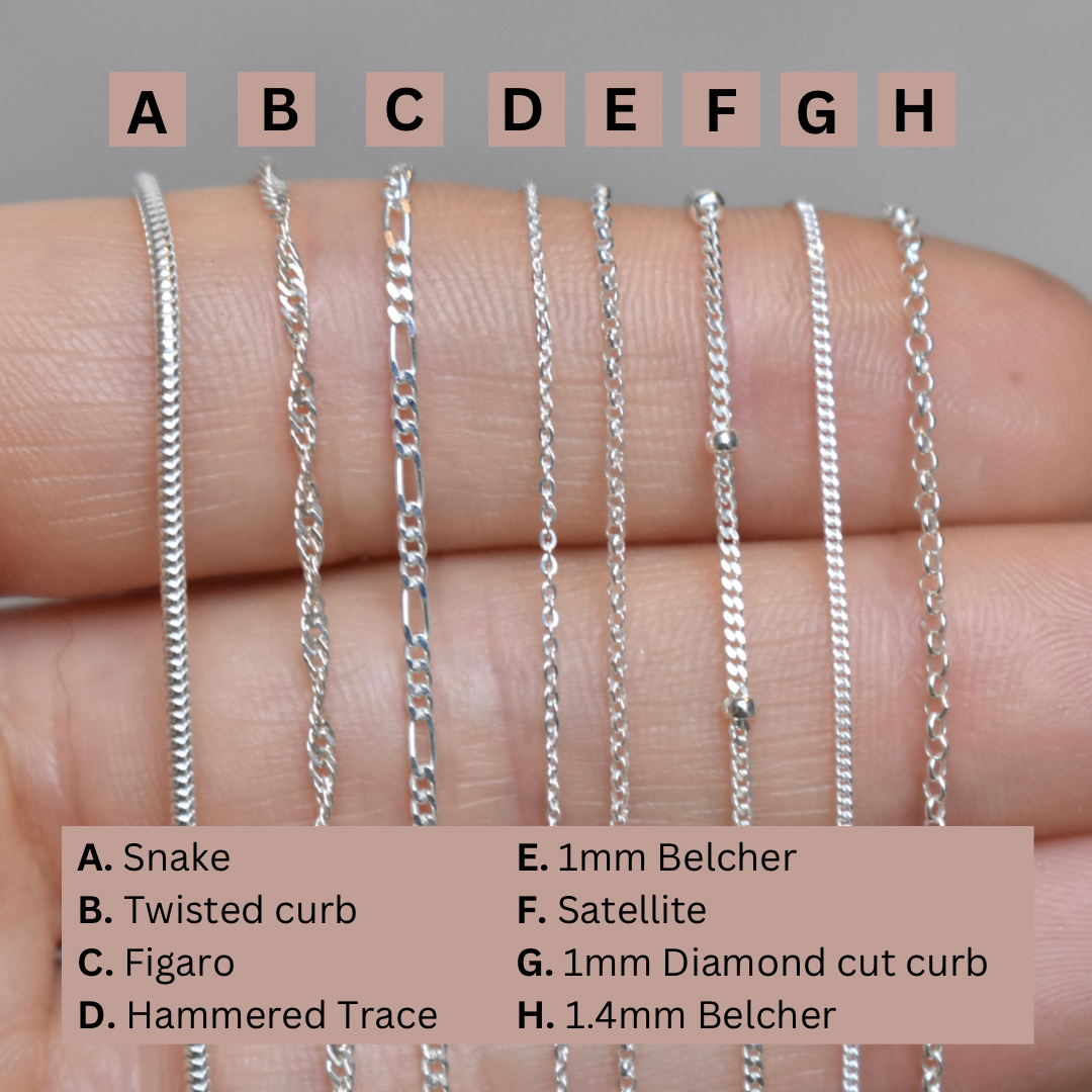 Silver Belcher Chain: 1mm