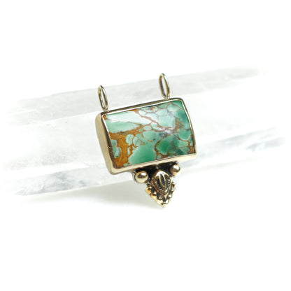 9ct Gold & Sterling Silver Rectangular Variscite Pendant