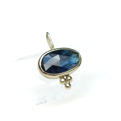 Peacock Blue Sapphire 9ct Gold & Sterling Silver Pendant