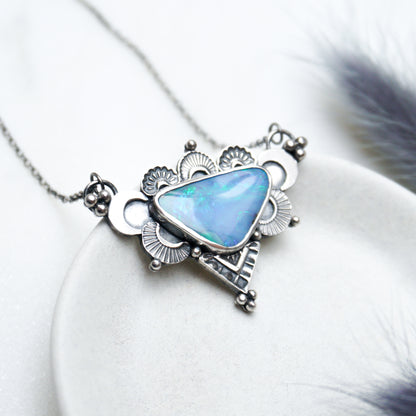 Australian Boulder Opal Bohemian Silver Necklace