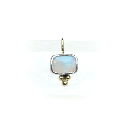 Australian Opal Mini Rectangle Pendant Silver & 9ct Gold