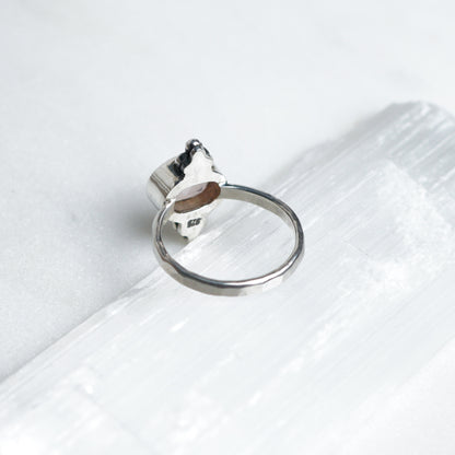 Rose Quartz Silver Dot Ring ✦ UK Ring Size P ✦