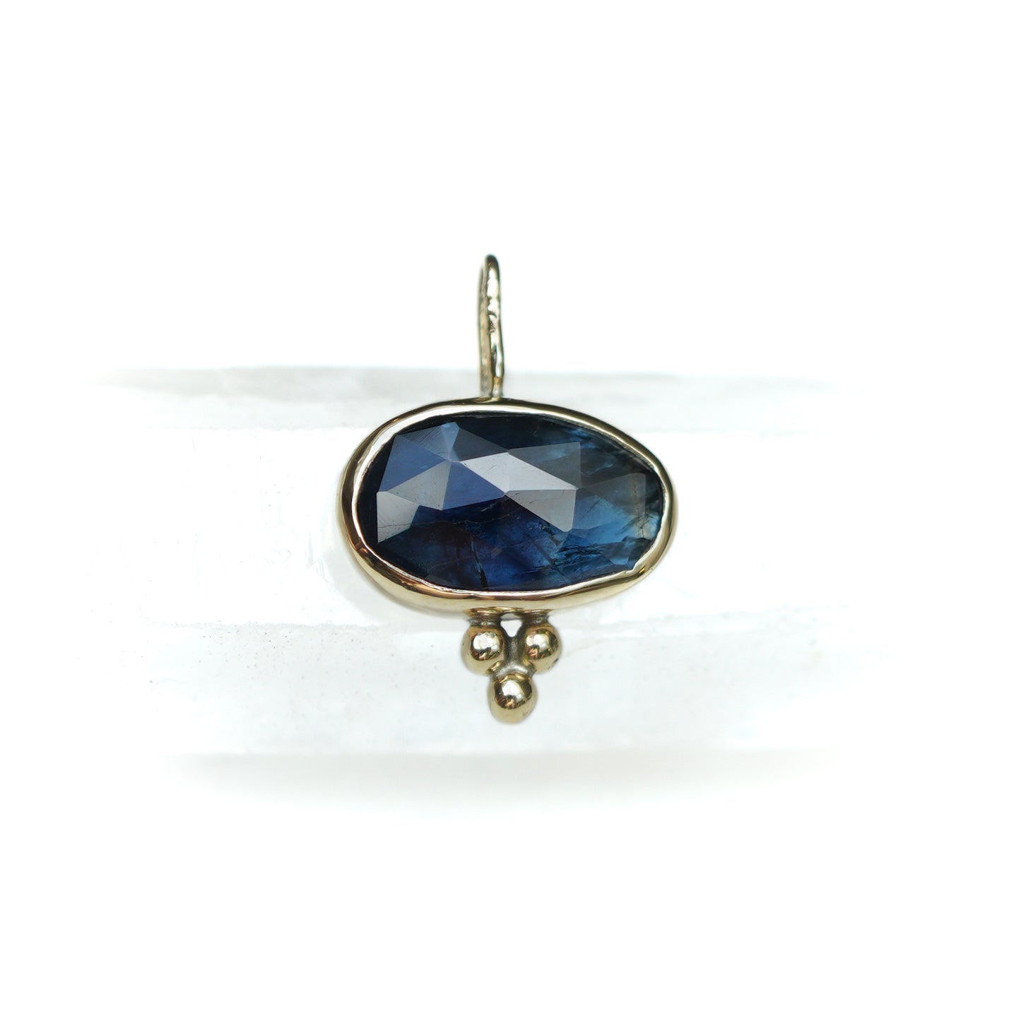 Peacock Blue Sapphire 9ct Gold & Sterling Silver Pendant