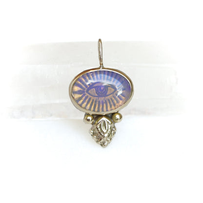 9ct Gold Evil Eye Australian Opal Flower Pendant