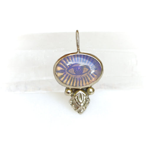 9ct Gold Evil Eye Australian Opal Flower Pendant