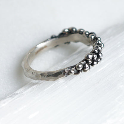 Chunky Silver Granulation Ring ✦ UK Size Q 1/2 ✦