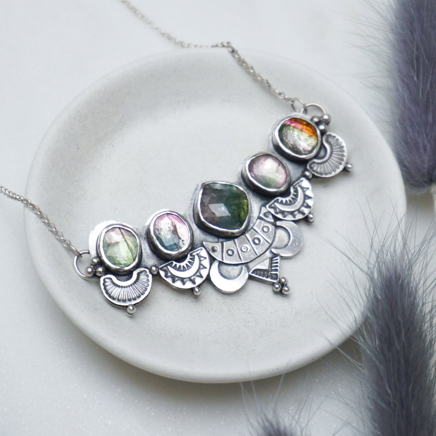 Tourmaline Bohemian Silver Necklace