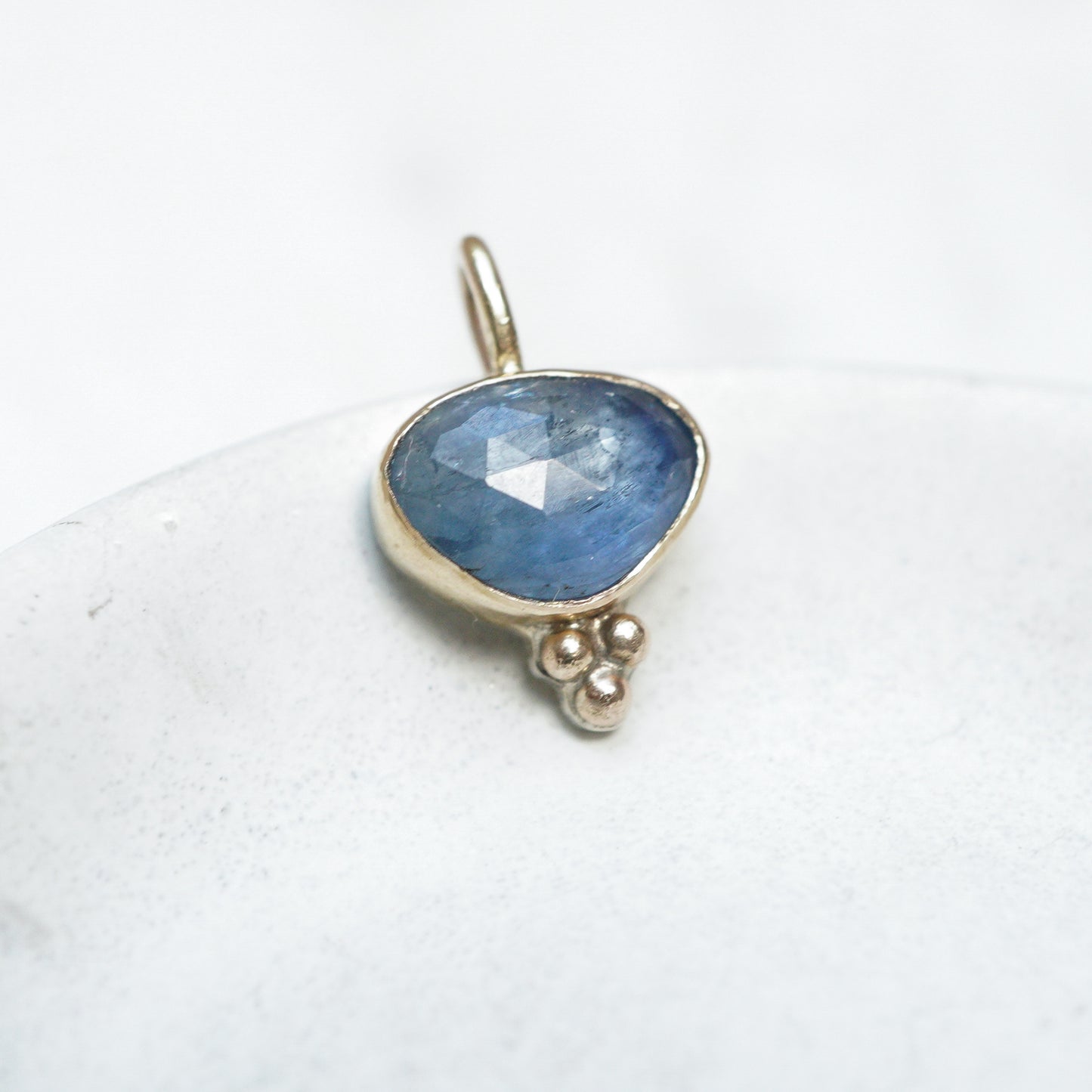 Denim Blue Sapphire Pendant - Sterling silver & 9ct Gold