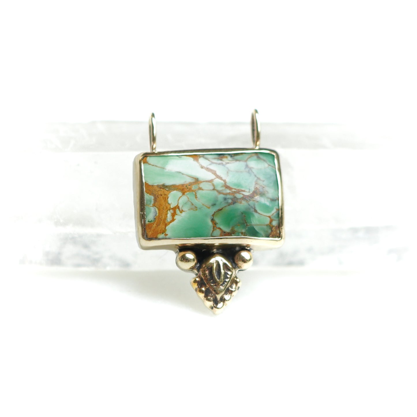 9ct Gold & Sterling Silver Rectangular Variscite Pendant