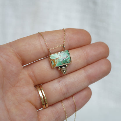 9ct Gold & Sterling Silver Rectangular Variscite Pendant