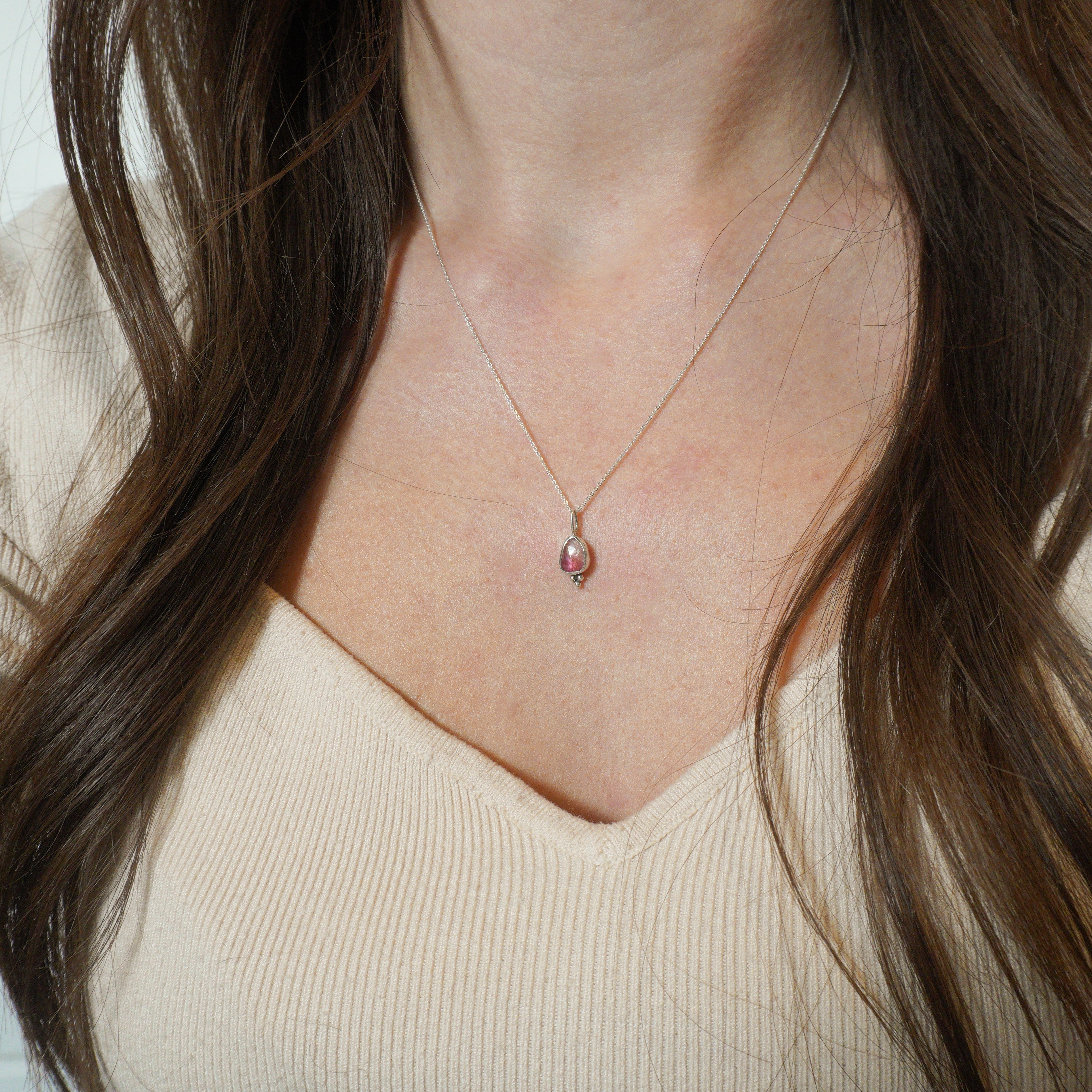 Rough newest Rose Quartz, Pink Tourmaline, Amethyst Pendant 1 3/4