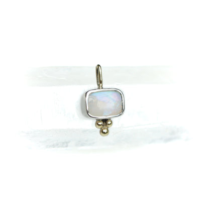 Australian Opal Mini Rectangle Pendant Silver & 9ct Gold