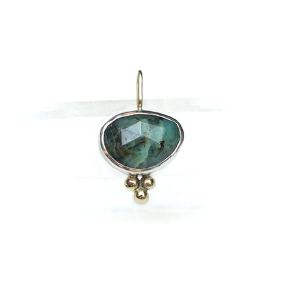 Deep Green Emerald Silver & 9ct Gold Pendant