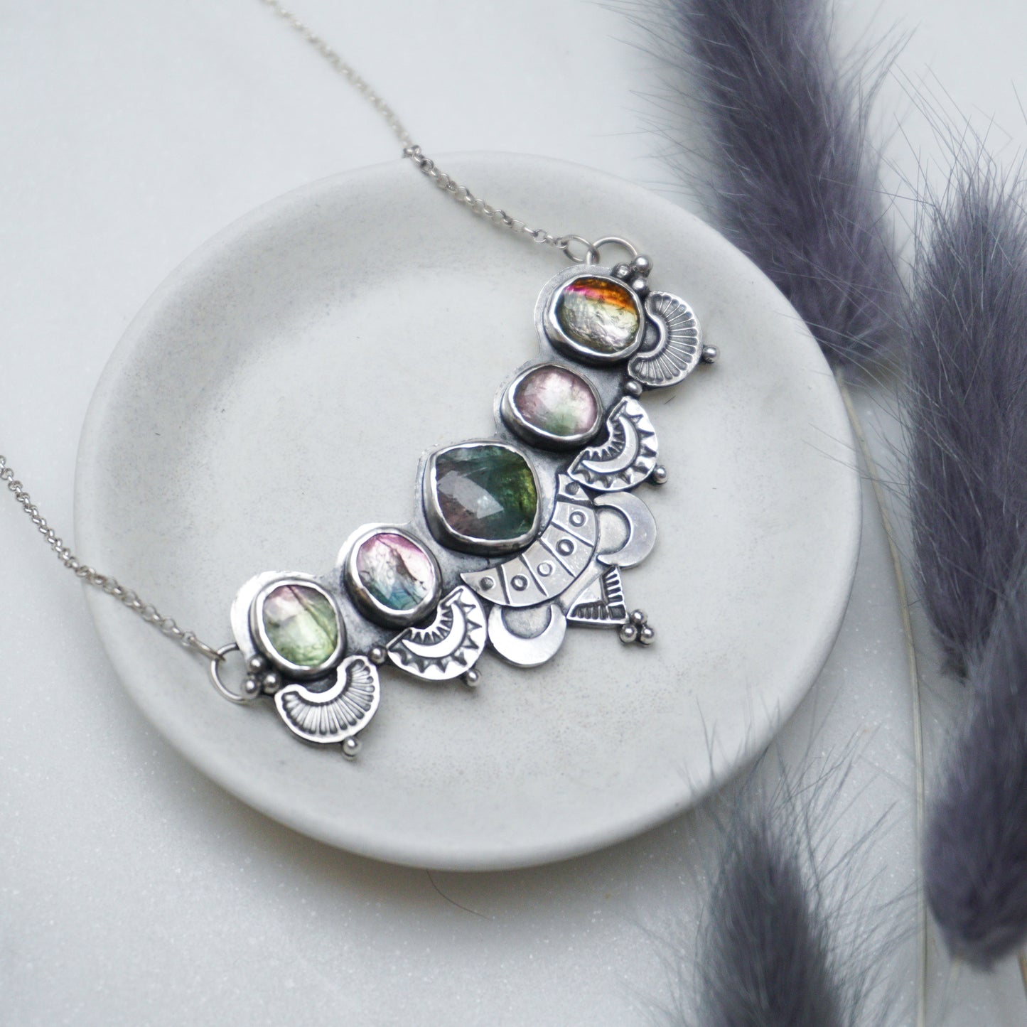 Tourmaline Bohemian Silver Necklace