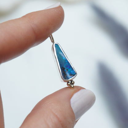 Australian Boulder Opal Silver & 9ct Gold Pendant