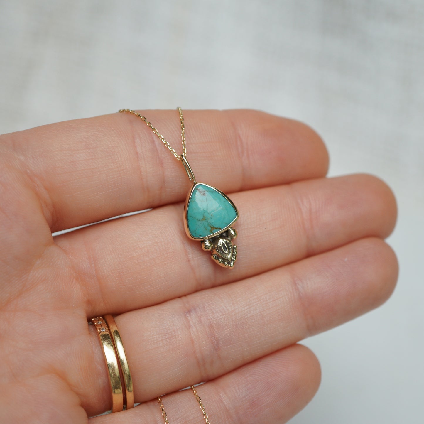 9ct Gold & Sterling Silver Turquoise Triangle Pendant