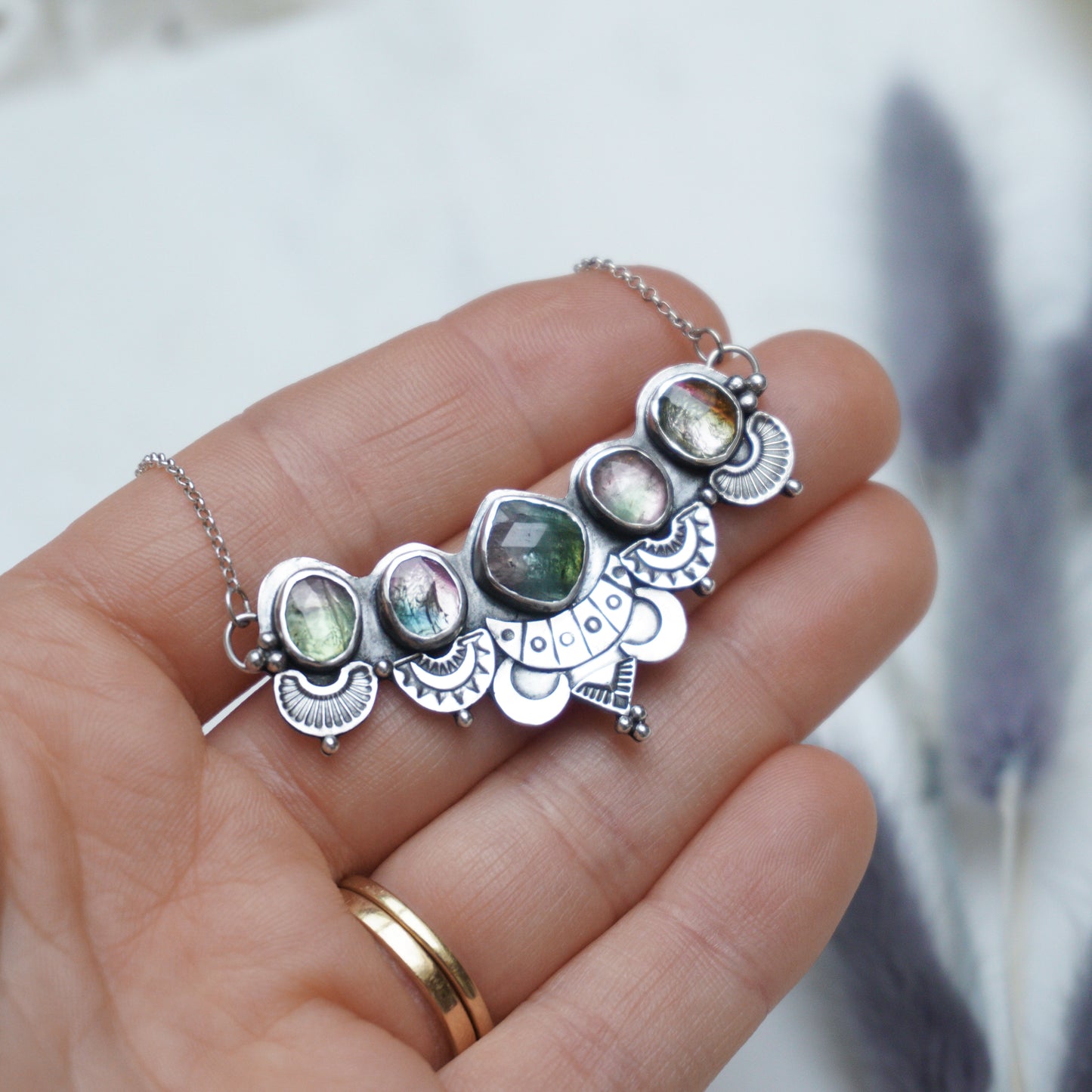 Tourmaline Bohemian Silver Necklace