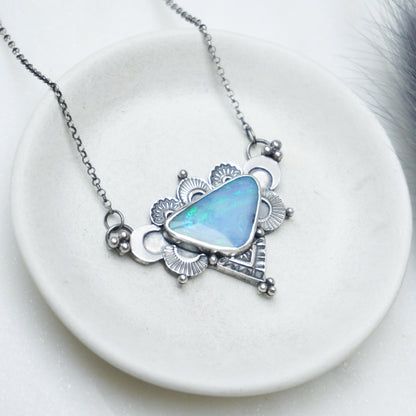 Australian Boulder Opal Bohemian Silver Necklace