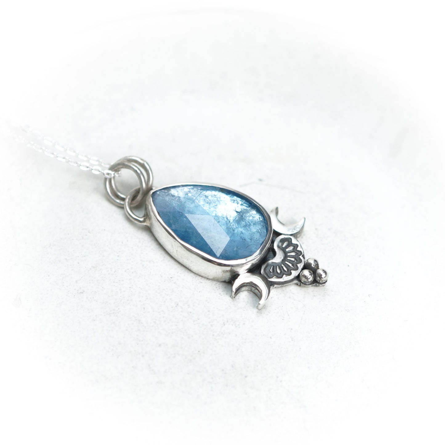 Paraiba Kyanite Mini Moon Pendant