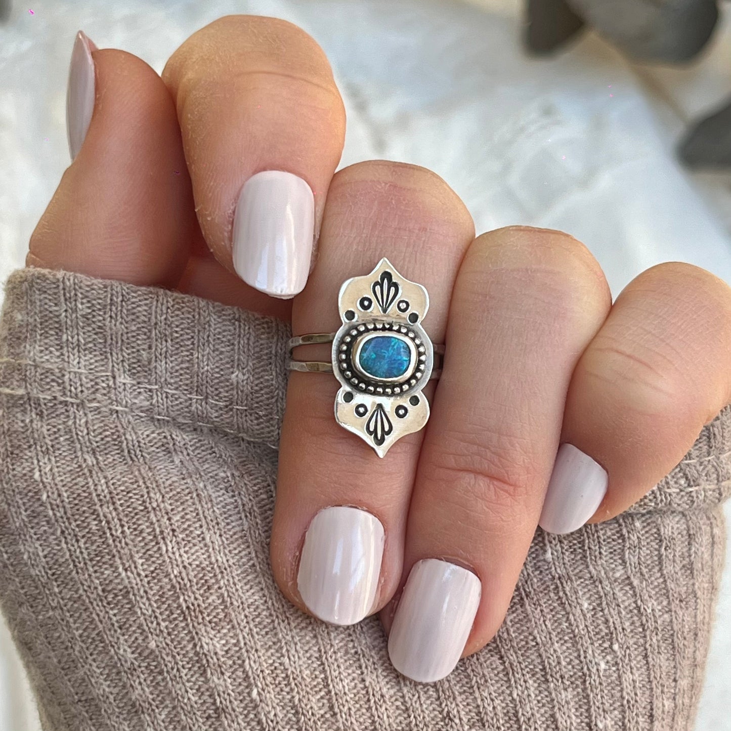 Boho Boulder Opal Ring ✦ UK Size L ✦