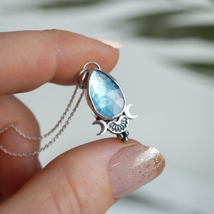 Paraiba Kyanite Mini Moon Pendant