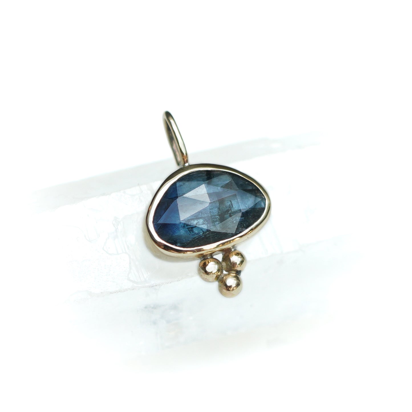 Midnight Blue Sapphire 9ct gold & Sterling Silver Pendant