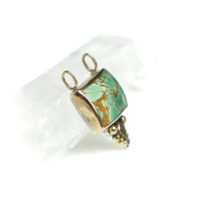 9ct Gold & Sterling Silver Rectangular Variscite Pendant