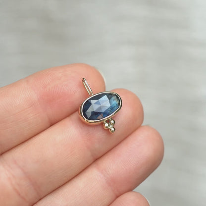 Peacock Blue Sapphire 9ct Gold & Sterling Silver Pendant