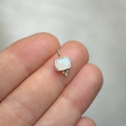 Australian Opal Mini Rectangle Pendant Silver & 9ct Gold