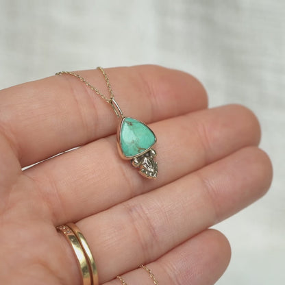 9ct Gold & Sterling Silver Turquoise Triangle Pendant